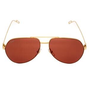 Cartier Aviator Sunglasses Gold Frame Burgundy Lenses 60-14 CT0110S 009 NEW